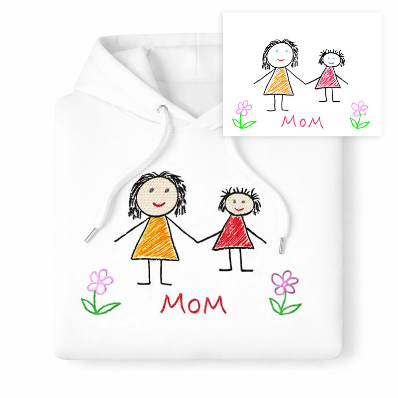 Kids Drawing to Hoodie — White