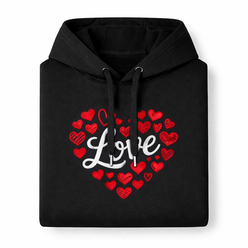 Hoodie Love — White and Red (Black)