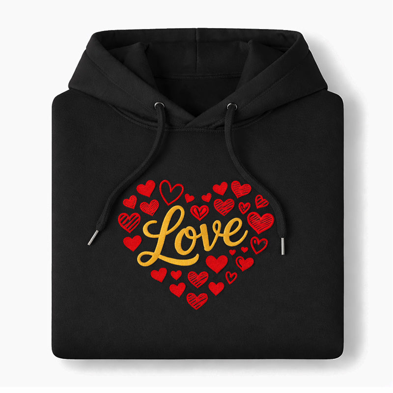 Love Hoodie – Gold & Red (Black)