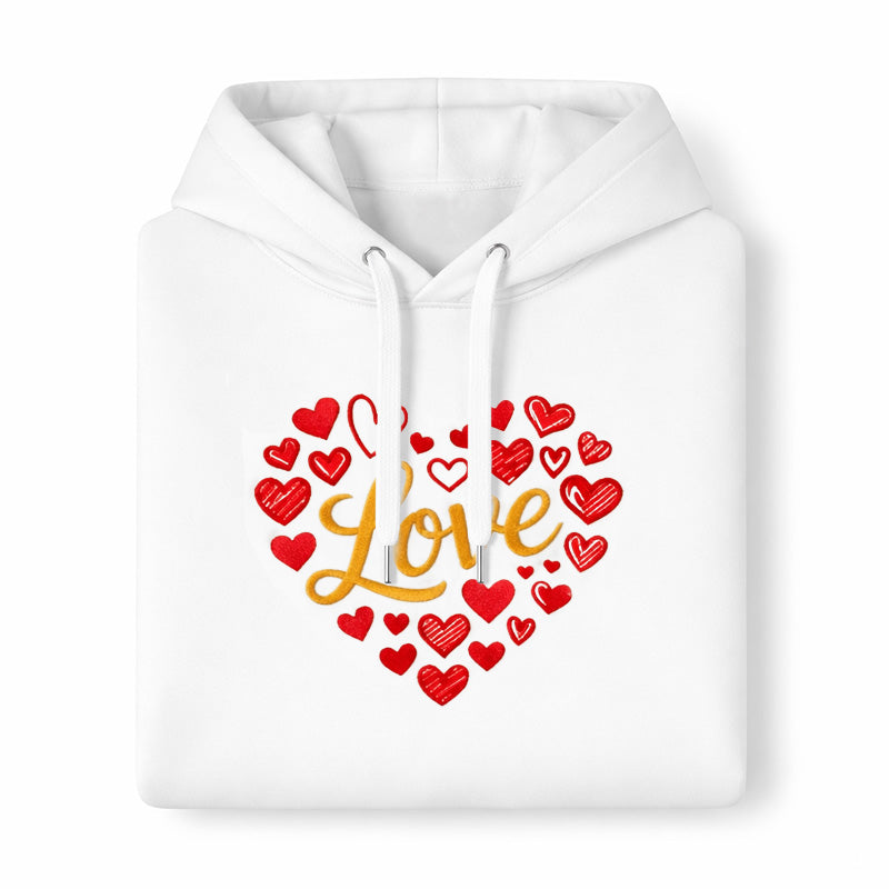 Hoodie Love - Gold & Red (White)
