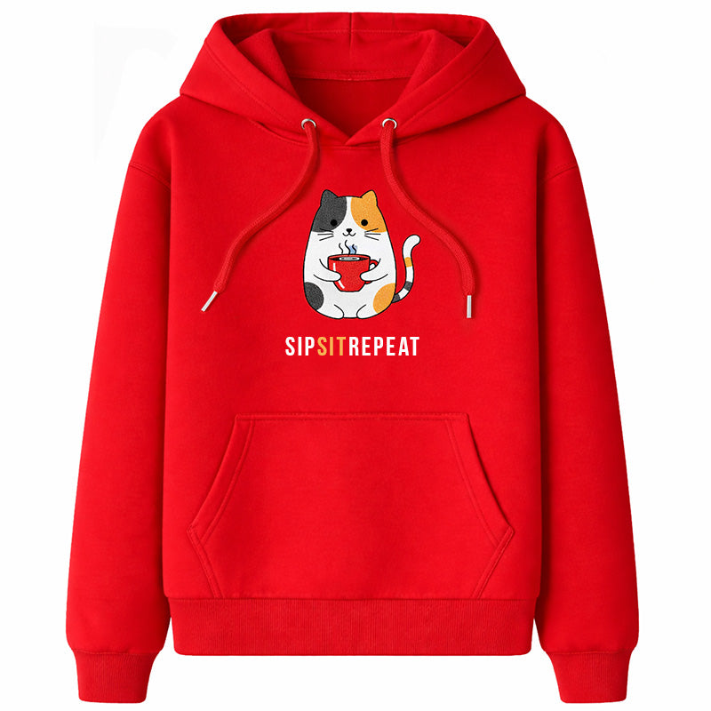 Sip. Sit. Repeat. Hoodie - Red