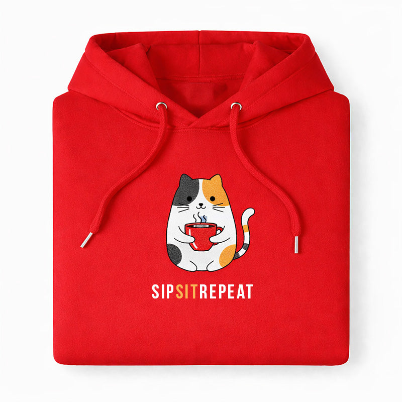 Sip. Sit. Repeat. Hoodie - Red