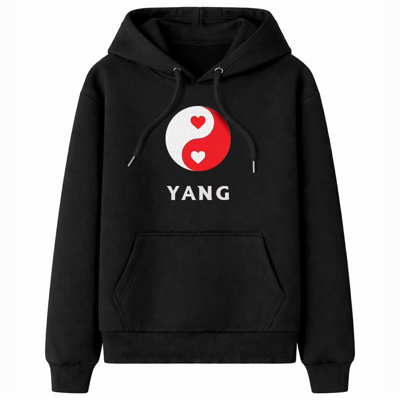 Yin Yang Hoodie (Yang) – Black – Threaded Customs